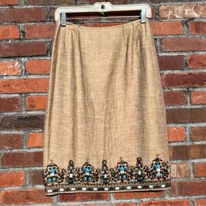 Beaded Oscar de la Renta Pencil Skirt